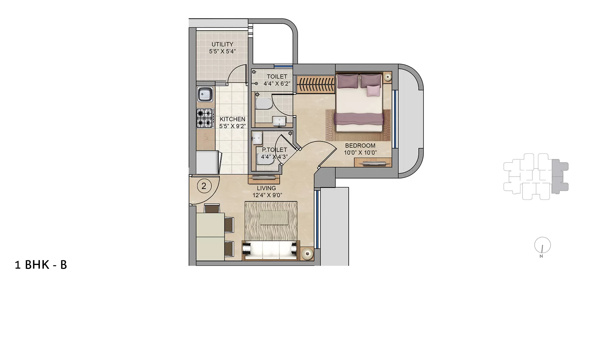 1 BHK - B