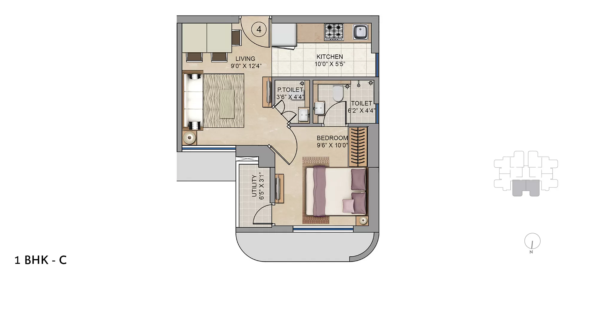 1 BHK - C