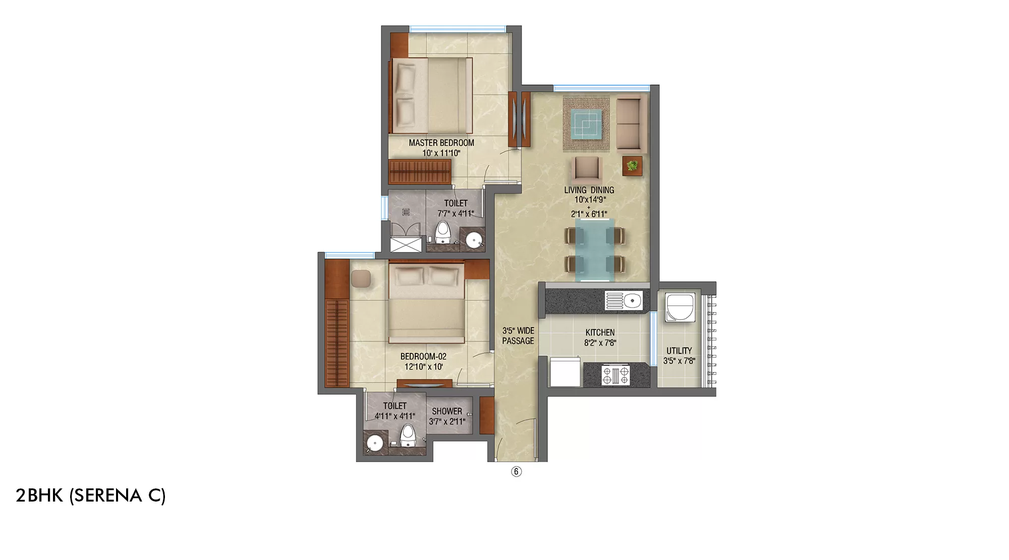 2 BHK (Serena C)