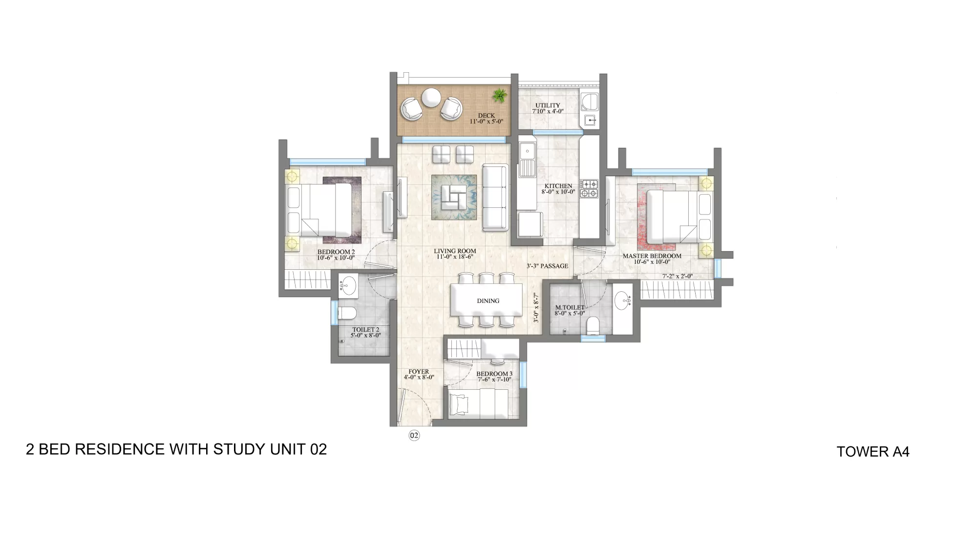 2 Bed Residence with Study Unit 02