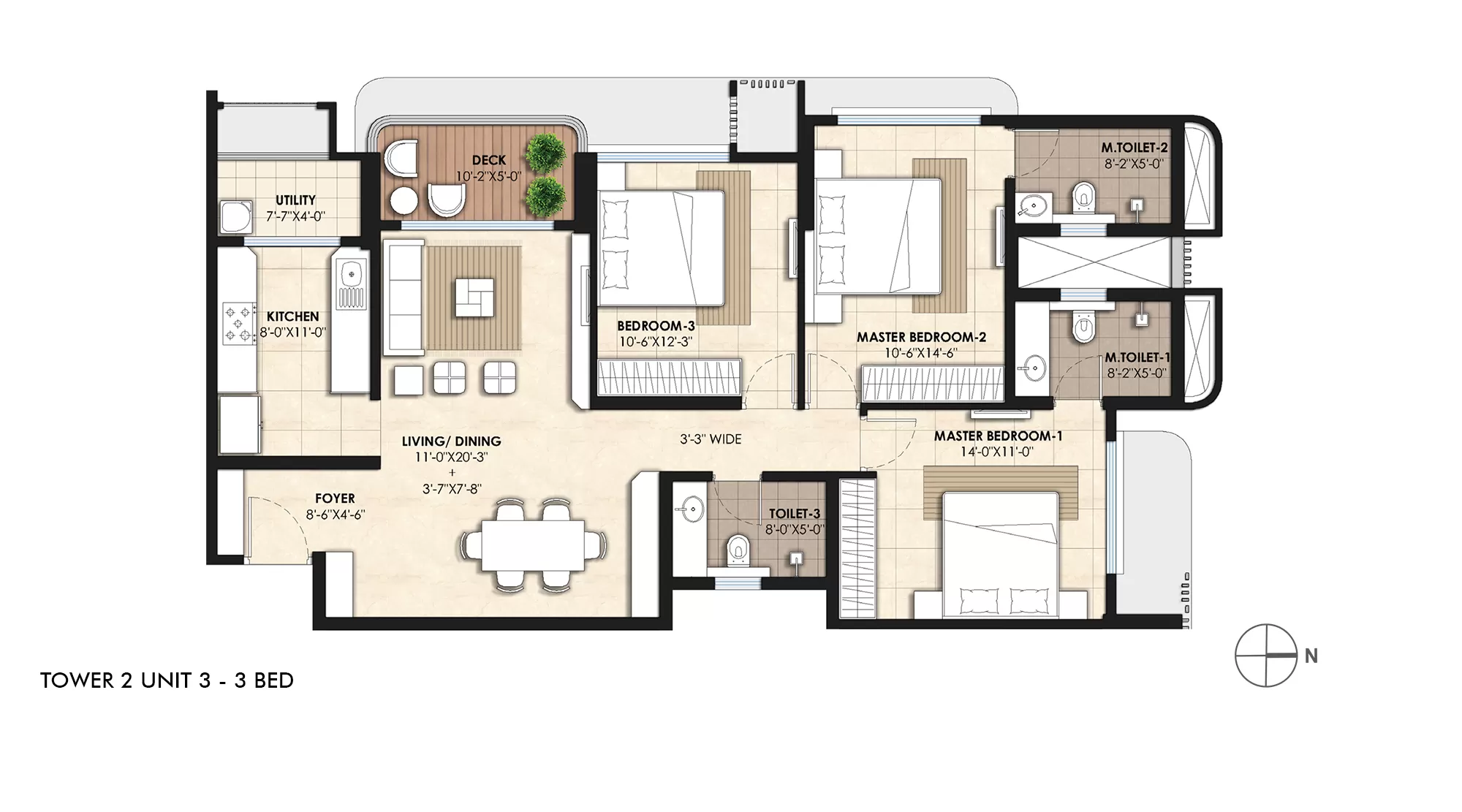 3 BHK Unit Plan​