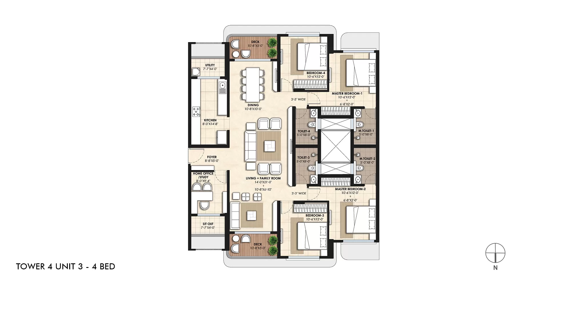 4 BHK Unit Plan