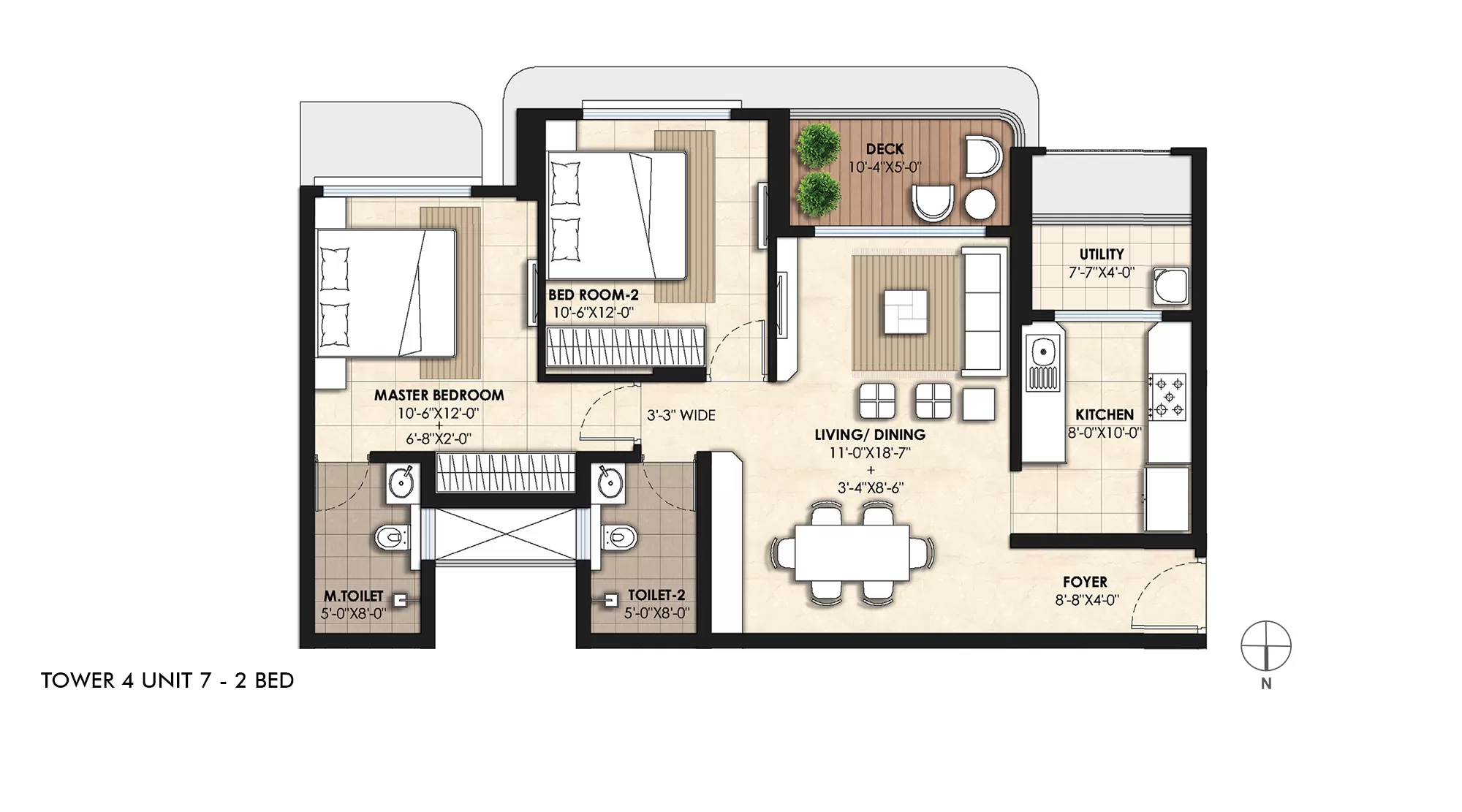 2 BHK Unit Plan​