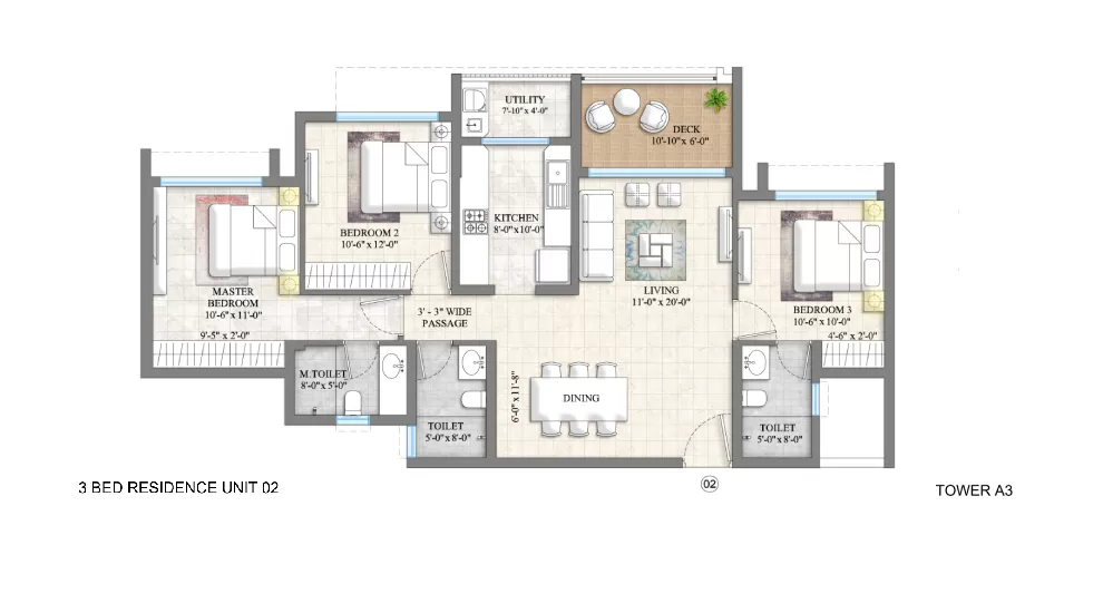 3 Bed Residence Unit 02