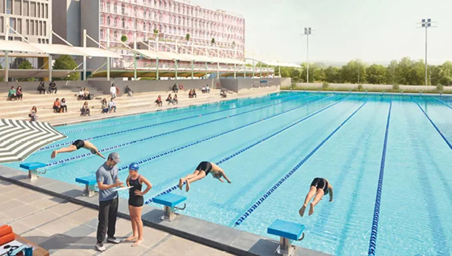 The Olympic-sized pool is a stellar example of the sporting facilities