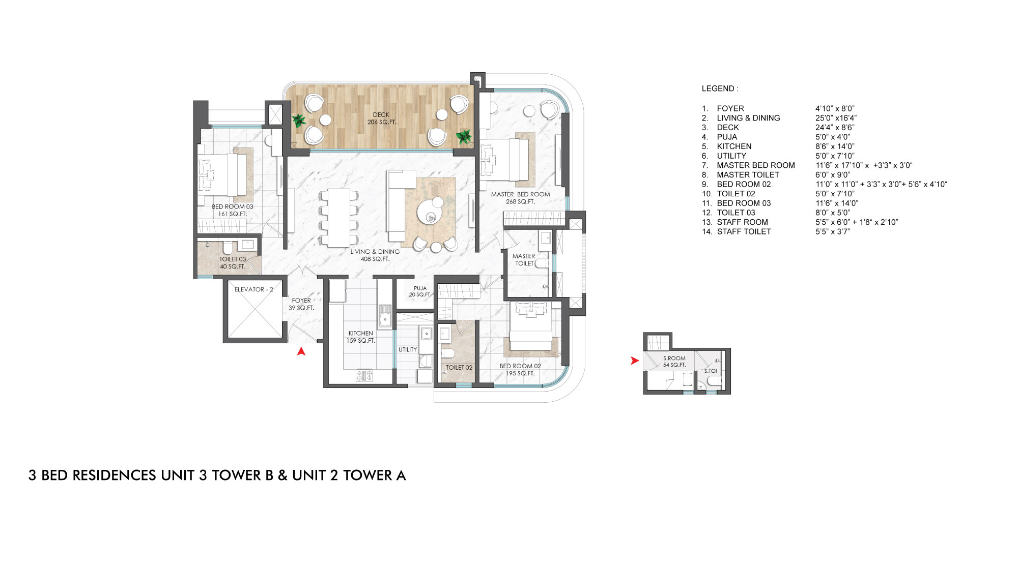 Lodha Palais, Kothrud - Unit plan of 3 BHK flat in Pune 