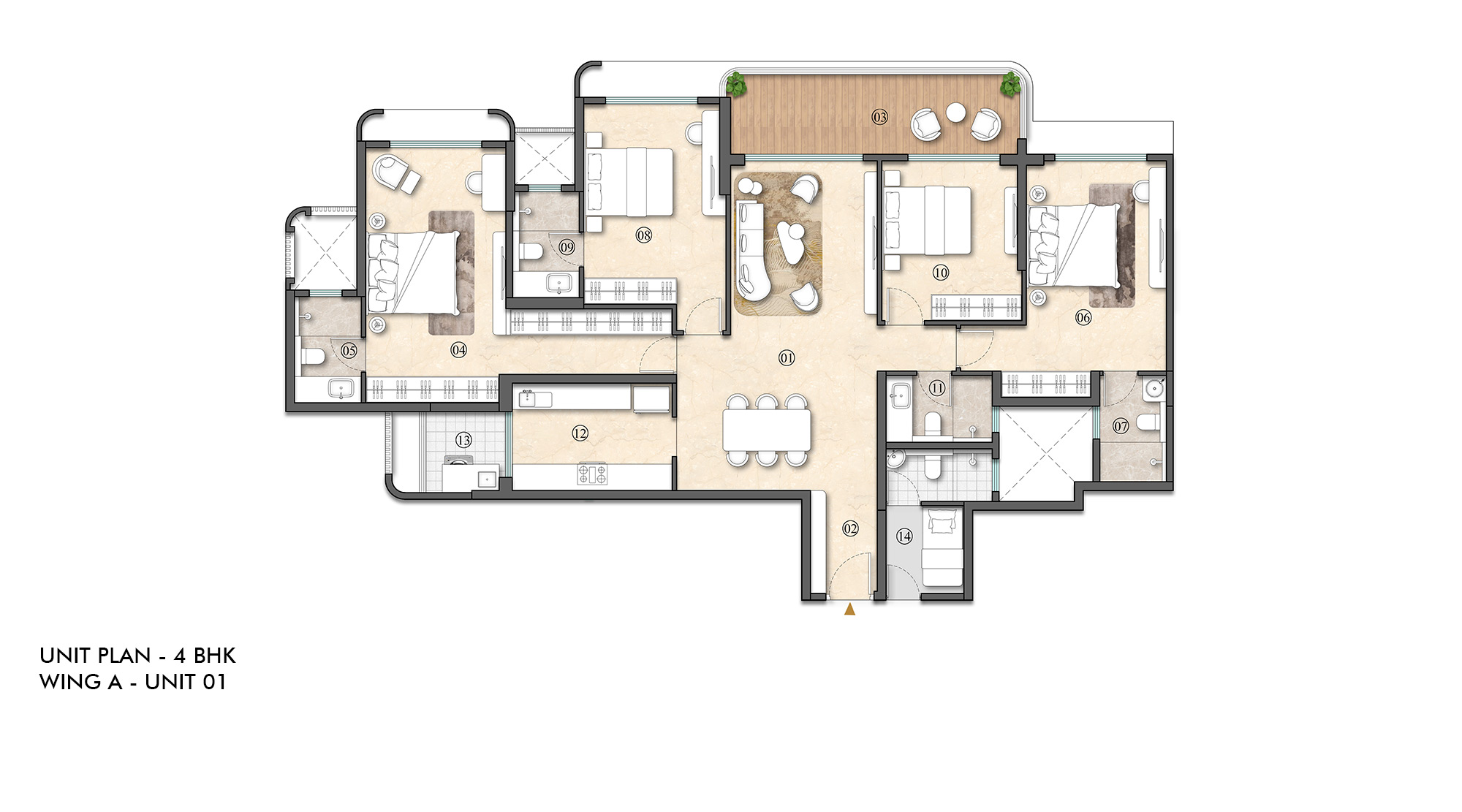 Lodha Altus, Borivali - Unit plan of 4 BHK flat in Borivali