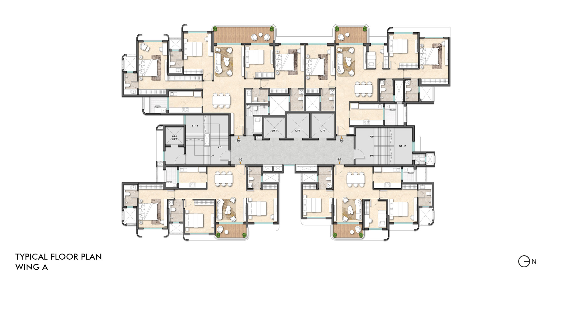 Lodha Altus, Borivali - Residential Project in Borivali with Typical floor plan of Wing A