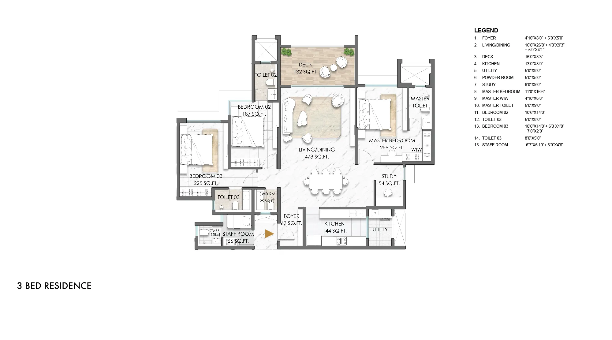 Lodha Massimo, Baner - 3 BHK Flat plan in Residential Project in Baner