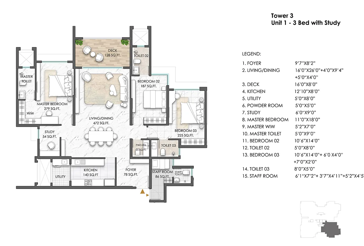 Lodha Massimo, Baner - 3 BHK Flat plan in Residential Project in Baner